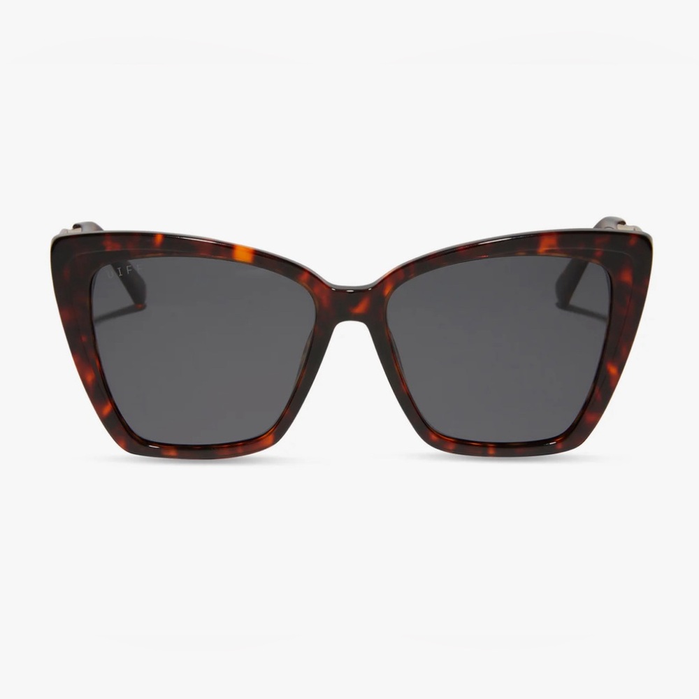 NEW DIFF Becky II Cat Eye Wildcat Leopard Grey Polarized Sunglasses 100% UVA/UVB